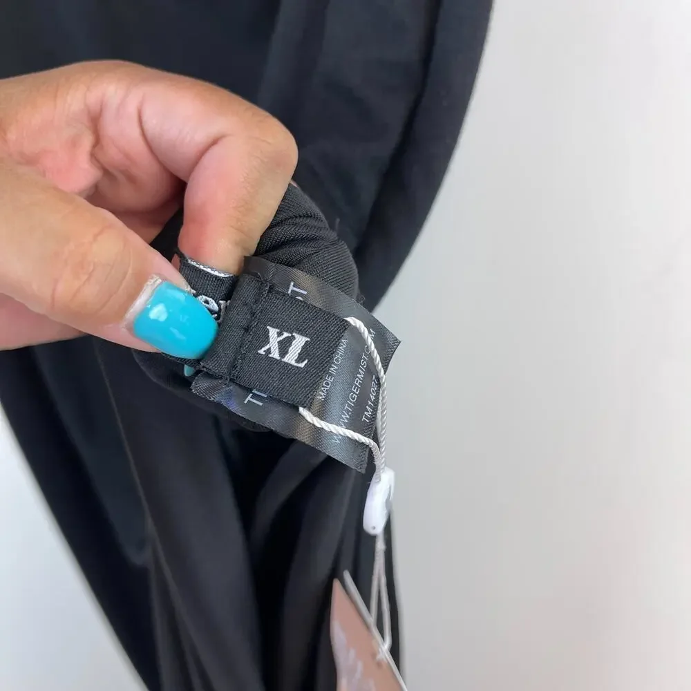 NWT Tiger Mist Size XL Christy Maxi Long Dress Stretch Side Slit Open Chest Blk - Picture 8 of 11